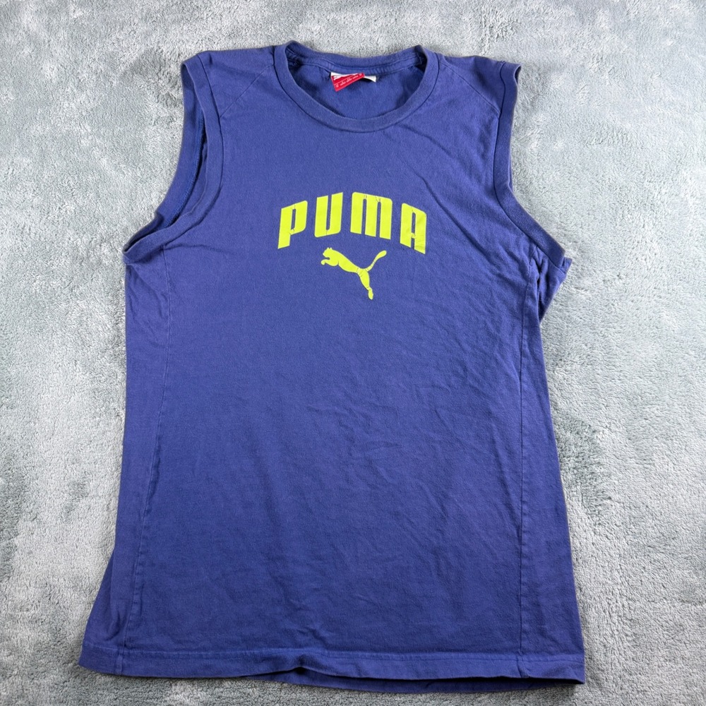 Puma Mens Sport Lifestyle Sleeveless Muscle Tee Purple Neon Yellow 830620 Size M